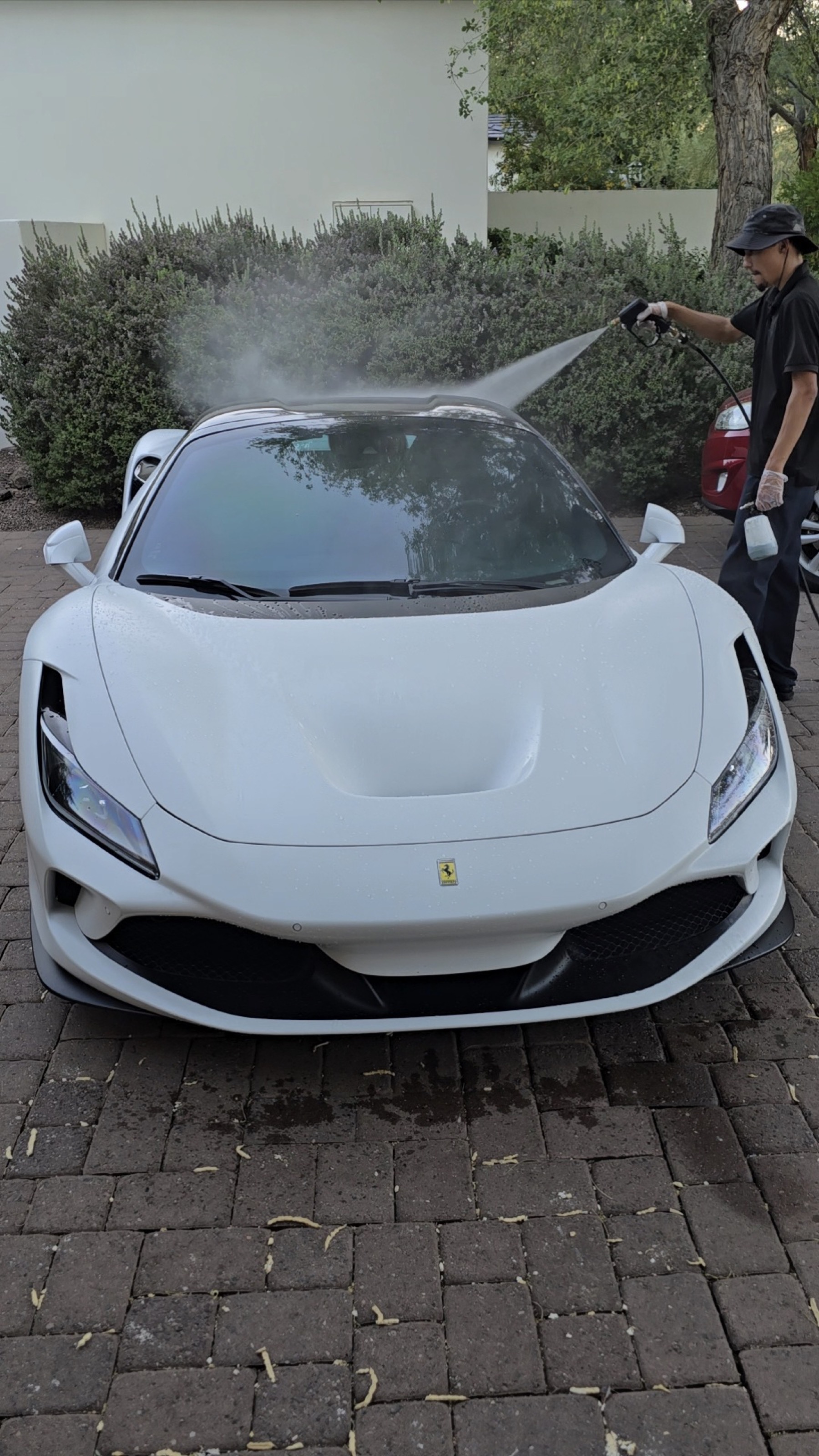 Ferrari F8 Tributo being washed by Pure Glass Detailing